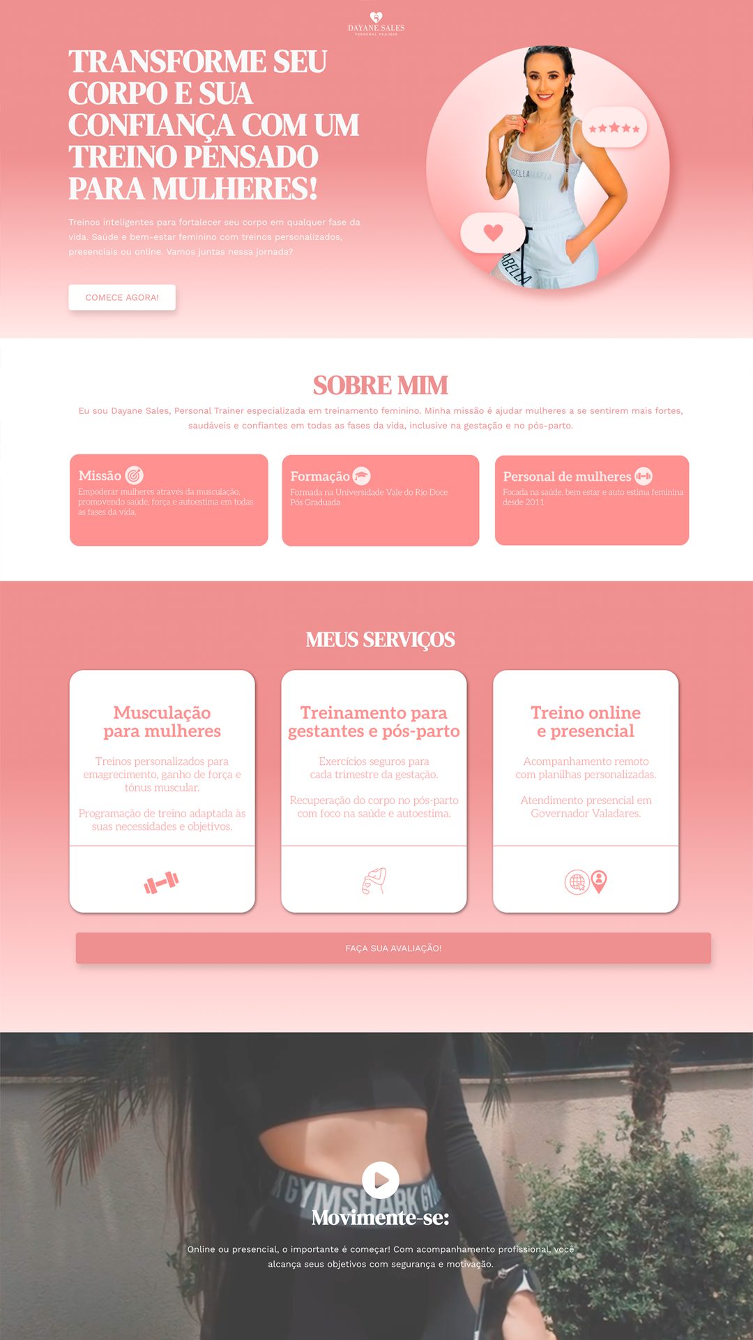 Website Dayane Sales desenvolvido por Eshilley Zanatti