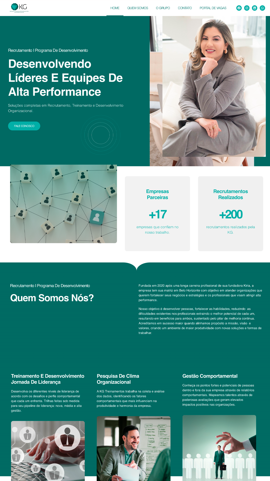 Website KG Treinamentos desenvolvido por Eshilley Zanatti
